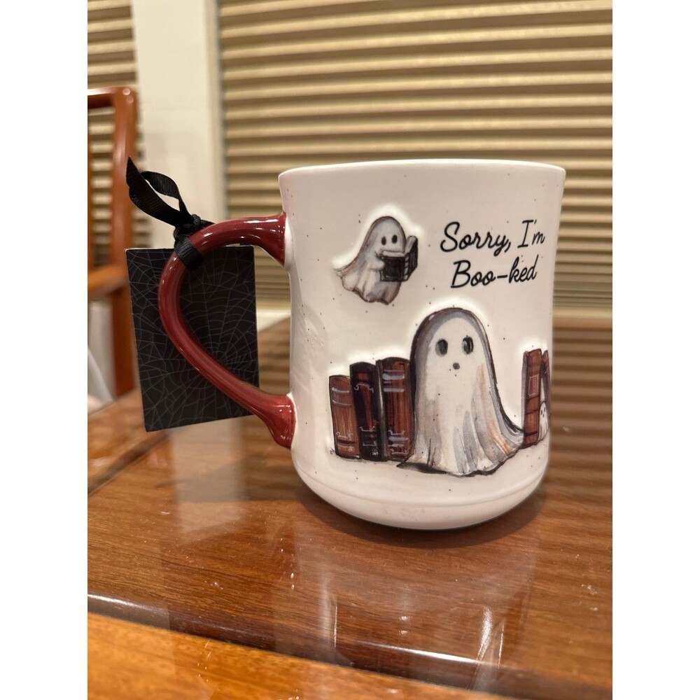 NEW Cobwebs & Cauldrons Halloween Ghost and Books Mugs Set of 3 - Picture 5 of 7